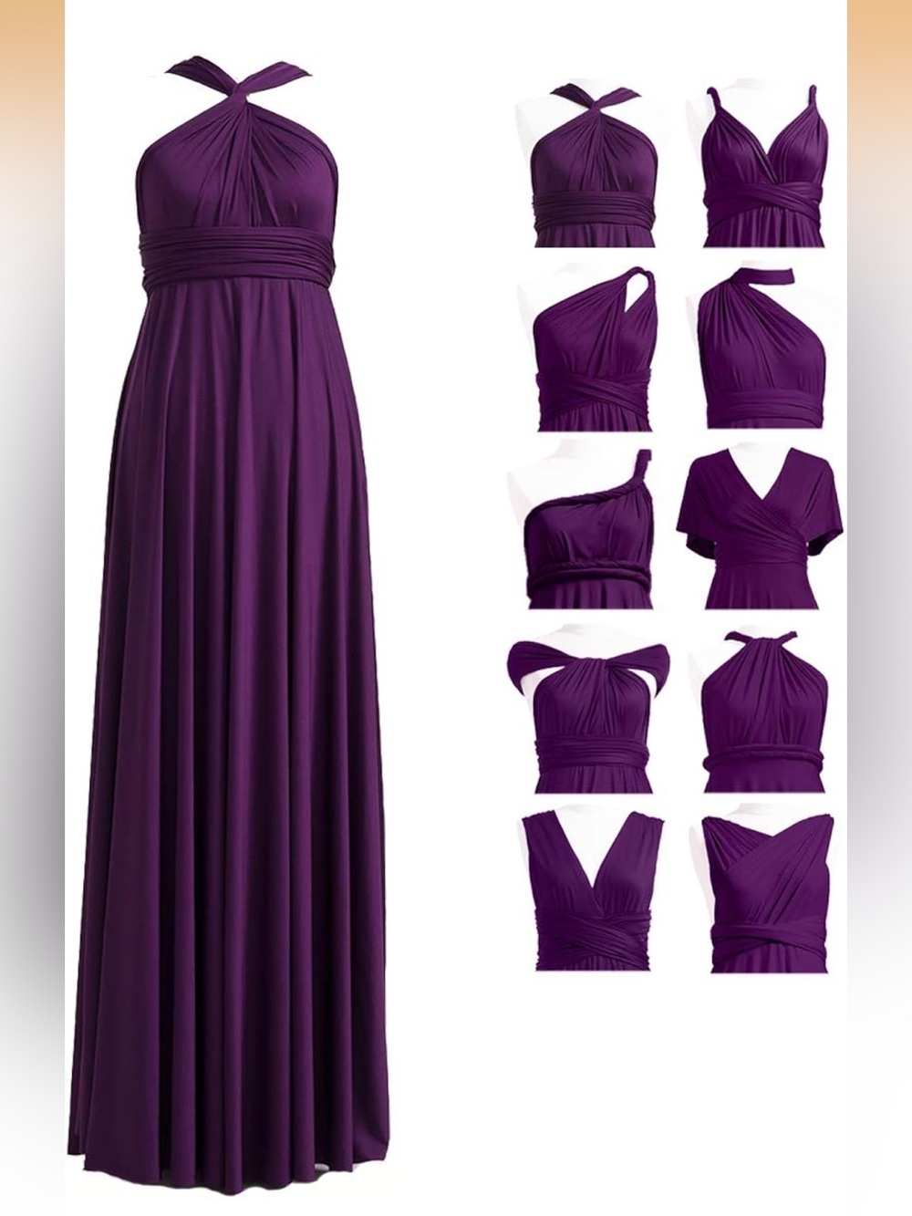 Convertible Purple Maxi Dress - Versatile Formal Gown